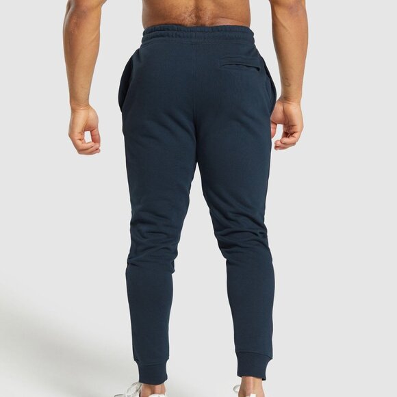 Gymshark Crest Joggers Slim Fit Navy Men's Size Medium - Picture 2 of 8